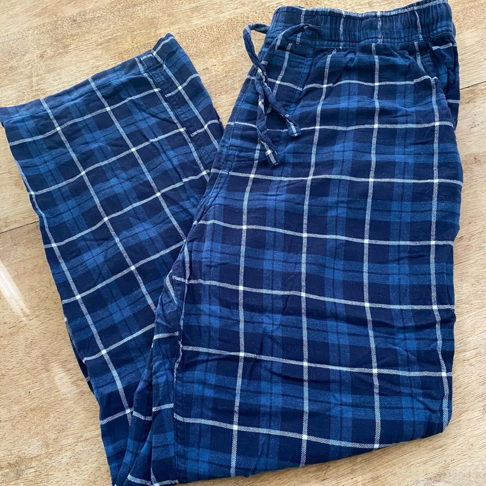 J Crew Men’s Size Large Blue Plaid 100%‎ Cotton Lounge Pants